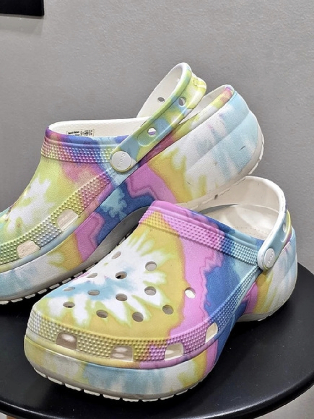 Crocs Classic Platform Crush Clog Tie-Dye Multicolor Women's Size 10